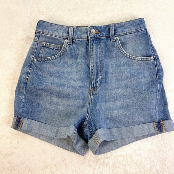 H&M Shorts Divided Hm Jean Cuffed Shorts Womens 4 High Waisted Light Blue Wash Denim Beachy